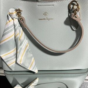 Nanette Lepore Soft Blue Shoulder Bag with Scarf Detail